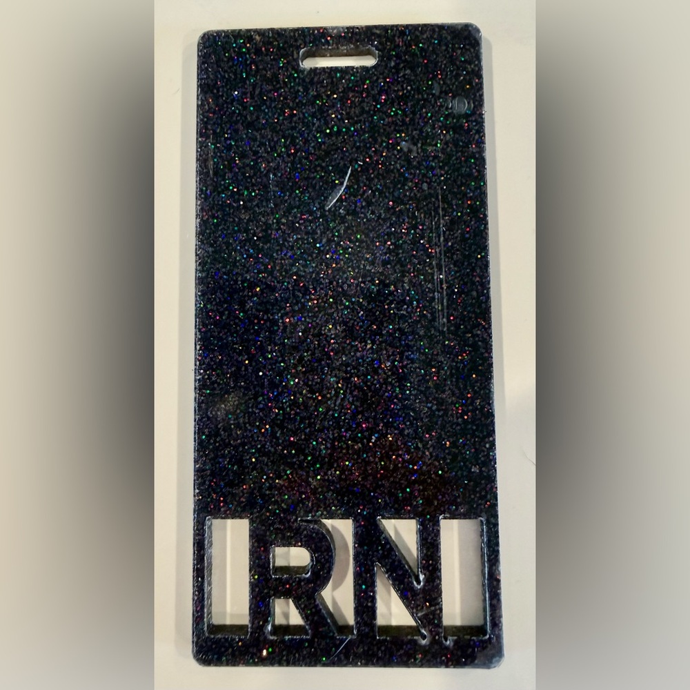 RN Badge Buddy Glittery Black